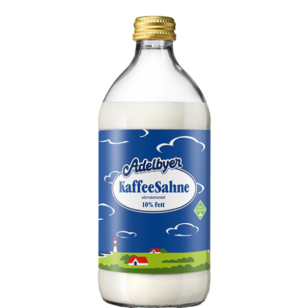 Adelbyer Kaffeesahne VLOG in grosser Glasflasche