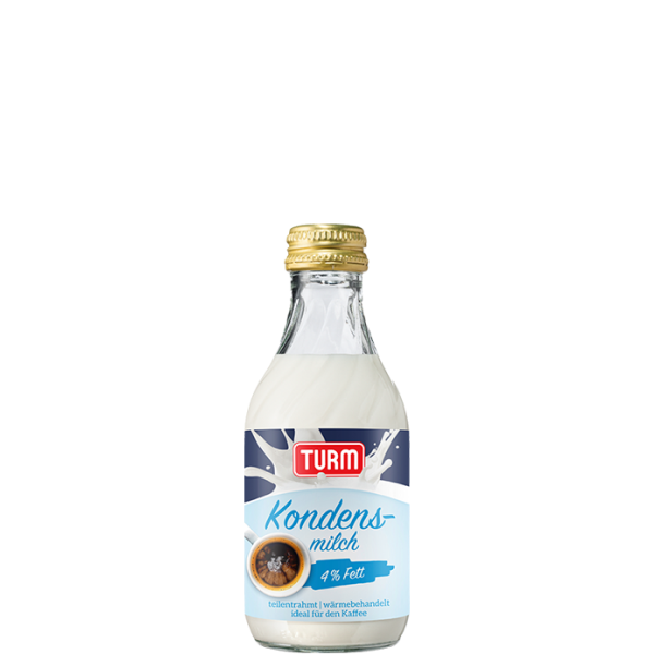 TURM Kondensmilch 4 Prozent Fett in Glasflasche