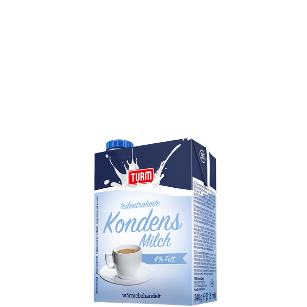 TURM Kondensmilch 4 Prozent Fett in heller Weichpackung